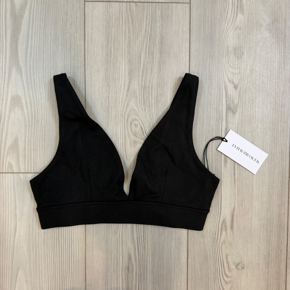 WeWoreWhat V-Neck Bralette Solid Black WWAT43-01 Small NWT